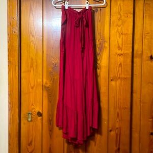 EASEL Multiple Ruffled Tiered Pants Ultra Wide Leg And Drawstring Tie Waistband